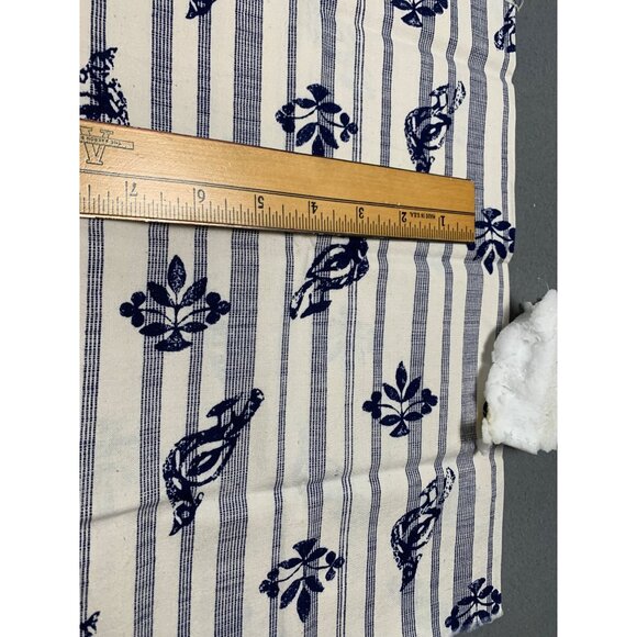 Vintage-Inspired Blue Floral & Striped Fat Quarter Fabric 18x22 Cotton Sewing Qu - Picture 2 of 3